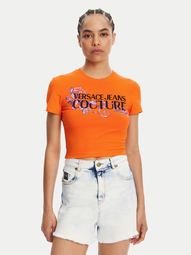 Versace Jeans Couture Versace Jeans Couture Marškinėliai 78HAHC05 Oranžinė Slim Fit
