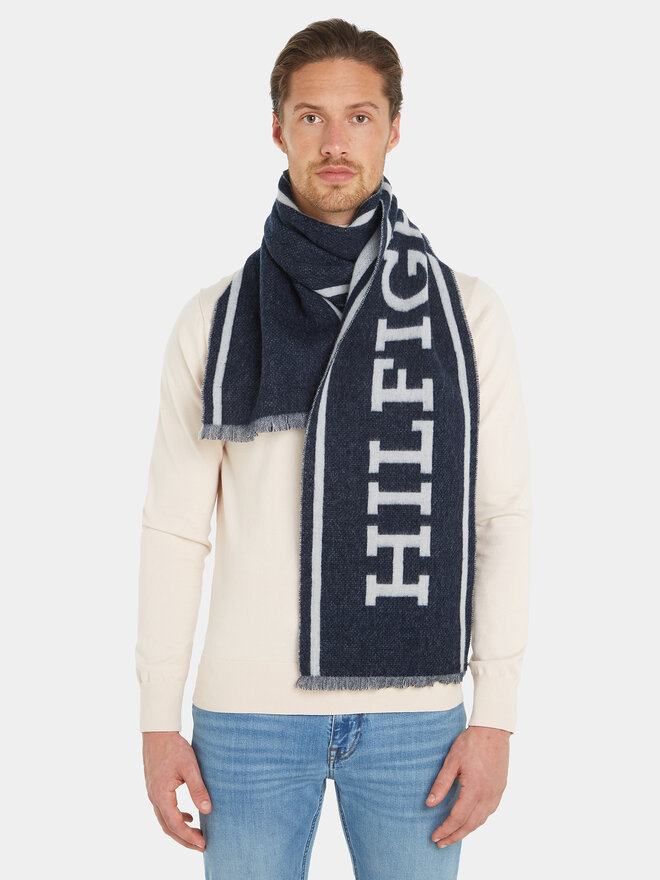 Tommy Hilfiger Šallīte Tommy Hilfiger Monotype Scarf AM0AM11738 Tumši zils