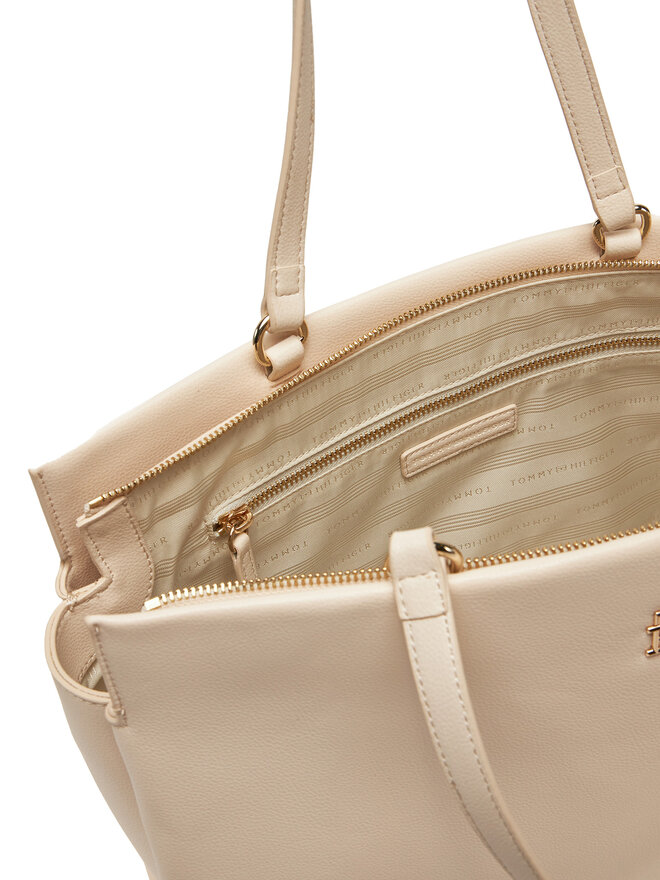 Tommy Hilfiger Bolso Tommy Hilfiger Th Legacy Tote AW0AW17197 Écru