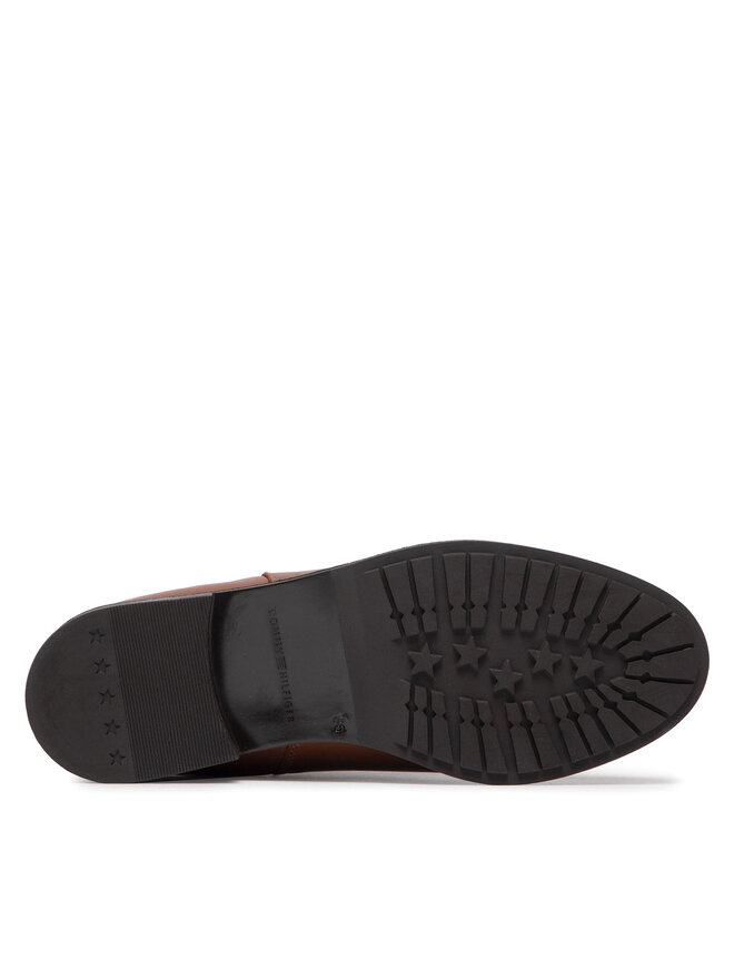 Tommy Hilfiger Jātnieku stila puszābaki Tommy Hilfiger Leather Flat Boot FW0FW06749 Brūns