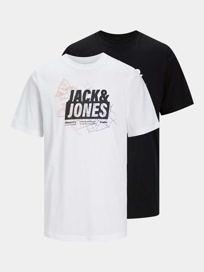 Jack&Jones Jack&Jones 2er-Set T-Shirts Map Logo 12260796 Schwarz Regular Fit