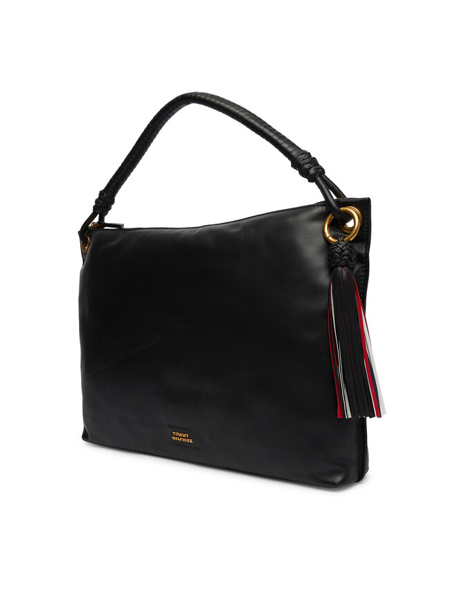 Tommy Hilfiger Handtasche Tommy Hilfiger Th Statement Leather Bag AW0AW18621 Schwarz