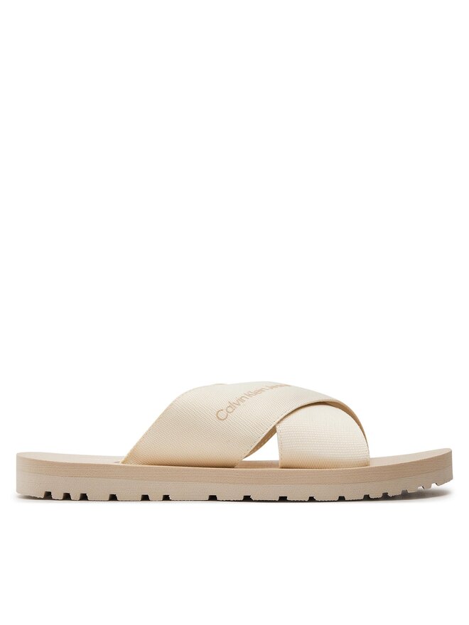Mules sandales de bain Calvin Klein Jeans Cross Sandal Slipon Rp In Btw YM0YM00942 Ecru chaussures