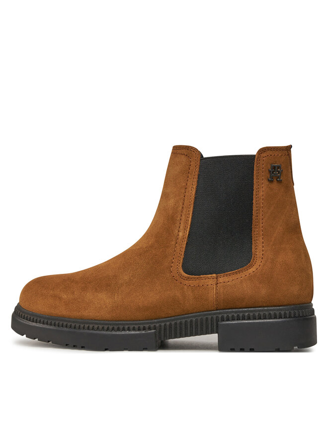 Tommy Hilfiger Боти тип челси Tommy Hilfiger Casual Cleated Suede Chelsea FM0FM05037 Кафяв