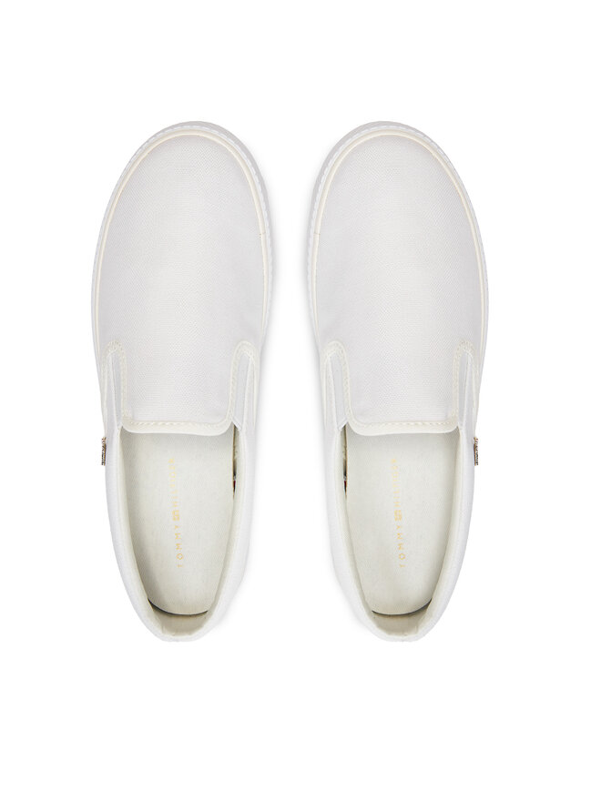Tommy Hilfiger Tenisky Tommy Hilfiger Vulc Canvas Slip-On Sneaker FW0FW08065 Biela