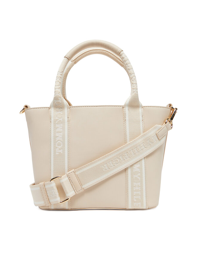 Tommy Hilfiger Ročna torba Tommy Hilfiger Th Logotape Mini Tote AW0AW17201 Écru