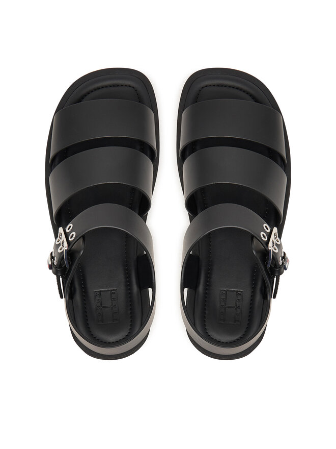 Tommy Jeans Sandalen Tommy Jeans Tjw Straps Leather Max Sandal EN0EN02944 Schwarz