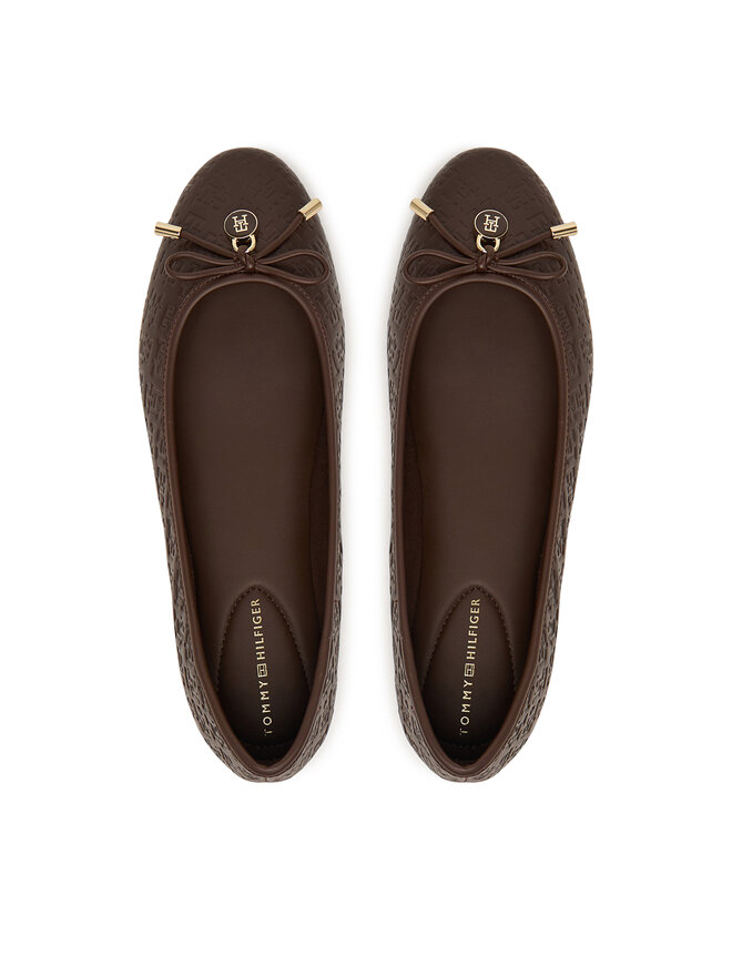 Tommy Hilfiger Ballerinas Tommy Hilfiger Th Charm Monogram Ballerina FW0FW09683 Braun