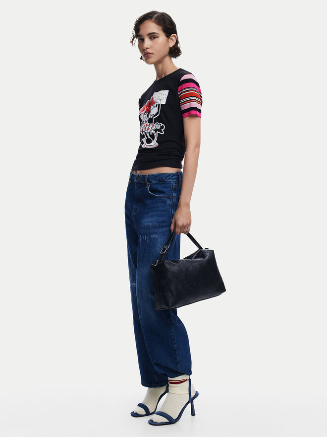 Desigual Desigual Marškinėliai Minnie 25SWTK39 Juoda Slim Fit