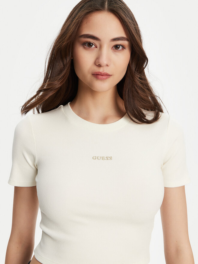 Guess Guess Marškinėliai V5YP08 K8RT2 Balta Slim Fit