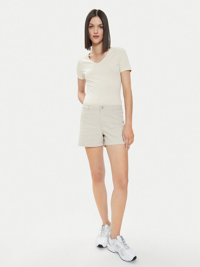 4F 4F Majica 4FWSS24TTSHF1359 Écru Slim Fit