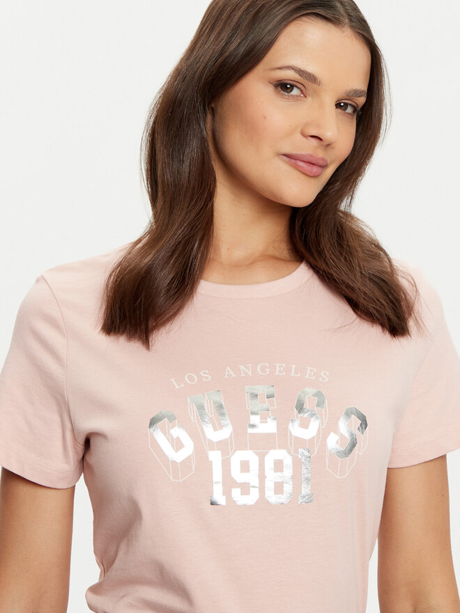 Guess Guess Marškinėliai V5RI06 I3Z14 Rožinė Regular Fit
