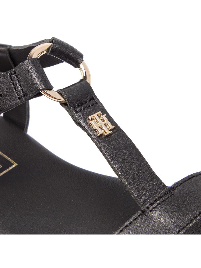 Tommy Hilfiger Sandalen Tommy Hilfiger Elevated Leather Flat Sandal FW0FW03946 Schwarz