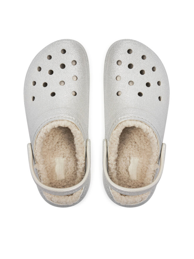 Crocs Papucs Crocs Classic Platform Glitter Lined Clog W 210413 Ezüst