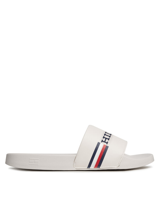 Tommy Hilfiger Pantoletten Tommy Hilfiger Corporate Flag Pool Slide FM0FM04613 Weiß