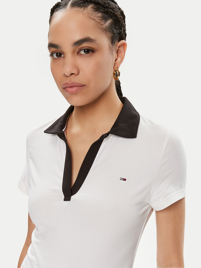 Tommy Jeans Tommy Jeans Pólóing Contrast DW0DW17225 Fehér Slim Fit