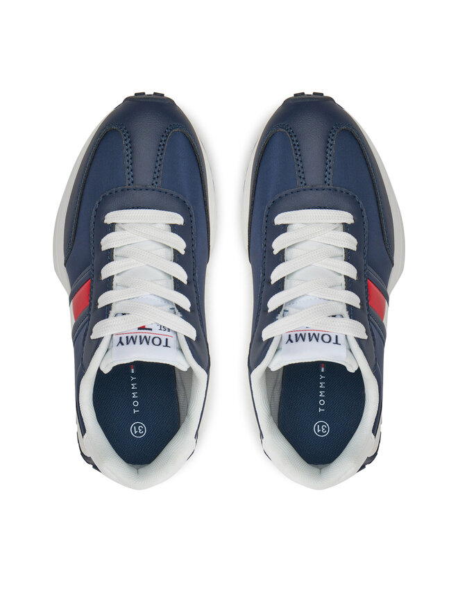 Tommy Hilfiger Laisvalaikio batai Tommy Hilfiger Flag Low Cut Lace-Up Sneaker T3X9-33877-1695 M Tamsiai mėlyna