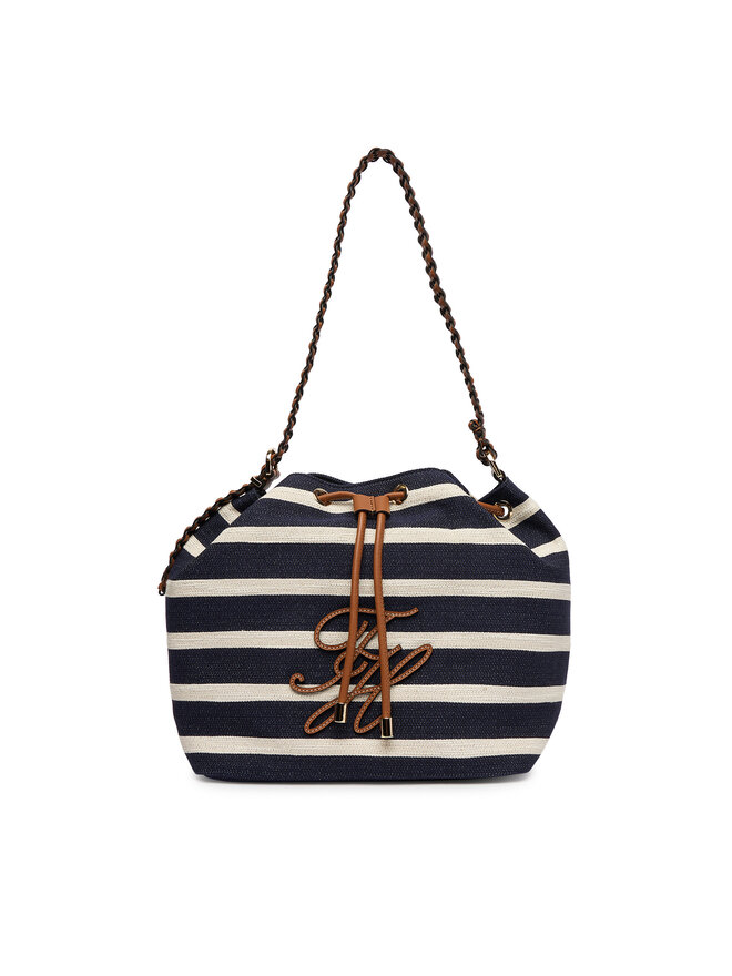 Tommy Hilfiger Handtasche Tommy Hilfiger Th Elev Summer Bucket Stripe AW0AW18401 Dunkelblau