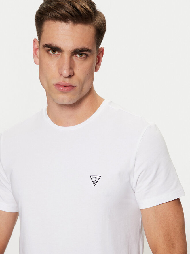 Guess Guess Marškinėliai Caleb U97M00 KCD31 Balta Slim Fit