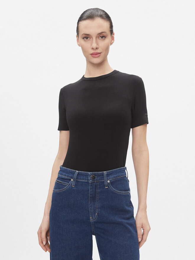 Calvin Klein Calvin Klein T-Shirt Modal Rib Ss Tee K20K206404 Schwarz Slim Fit