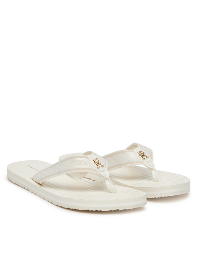 Tommy Hilfiger Japonki Tommy Hilfiger Th Stripes Beach Sandal FW0FW08528 Biały