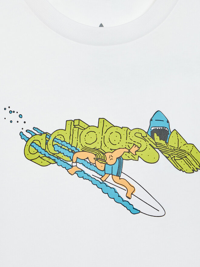 adidas adidas Marškinėliai Graphic Stoked Beach HE6908 Balta Regular Fit