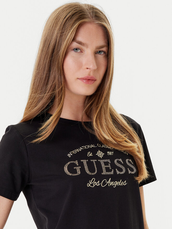 Guess Guess T-Shirt V5YI13 J1314 Μαύρο Regular Fit