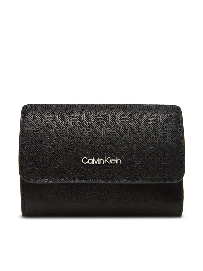 Calvin Klein Γυναικείο Πορτοφόλι Calvin Klein Ck Must Aop Small Trifold W Zip LV04F1038G Μαύρο