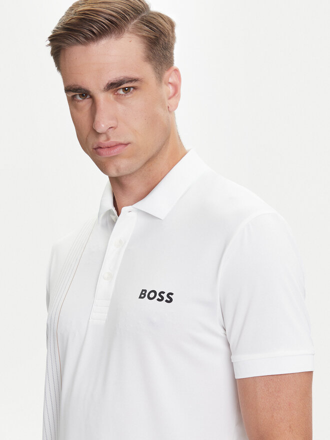 BOSS BOSS Polo Check 50545692 Blanco Slim Fit
