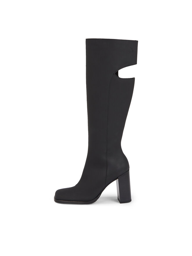 Calvin Klein Jeans Kozačky Calvin Klein Jeans Long Heel Zip Boot Cut Out Edgy YW0YW01253 Černá