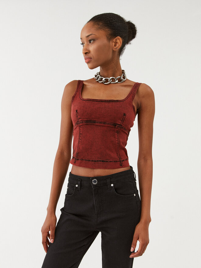 Patrizia Pepe Patrizia Pepe Top 8C0615/D047-R805 Guinda/burdeos Slim Fit