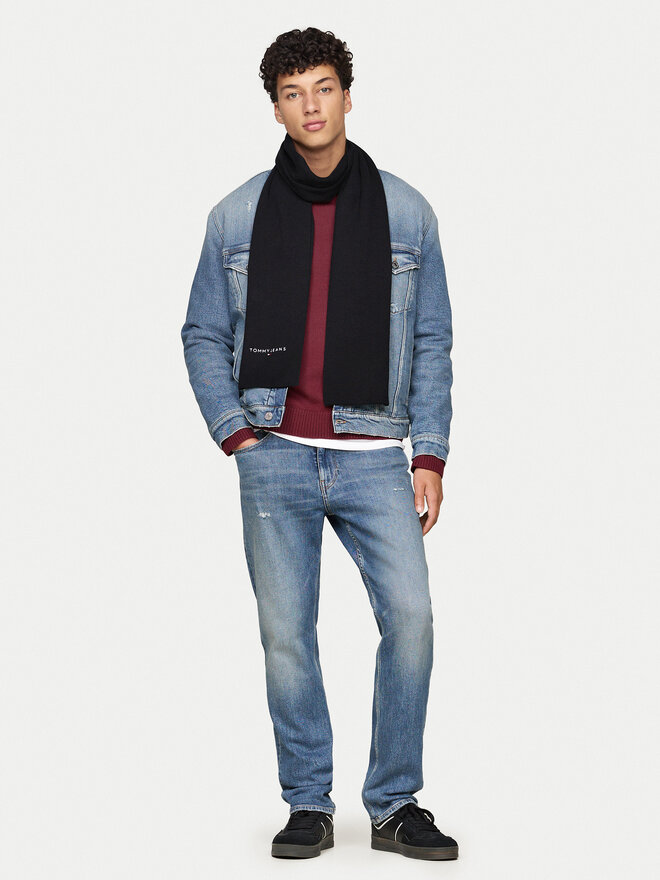 Tommy Hilfiger Šál Tommy Hilfiger Linear Logo AM0AM12649 Černá