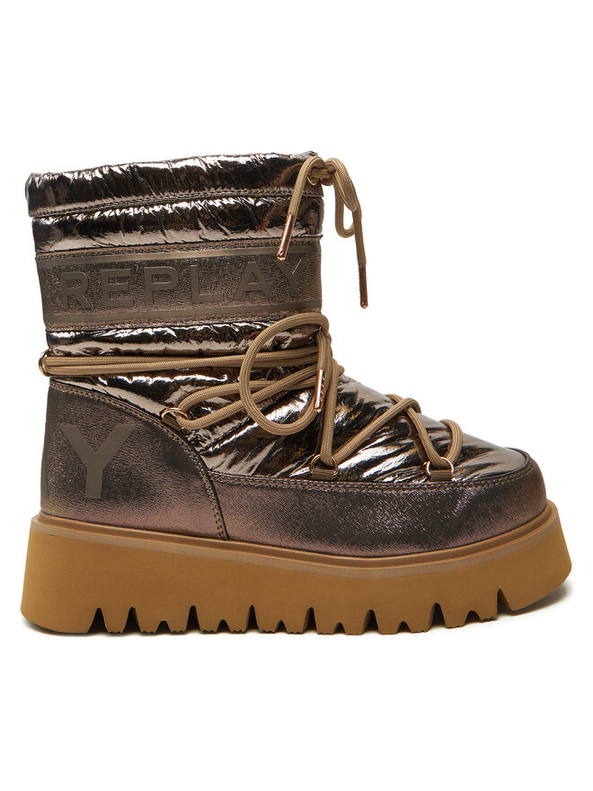REPLAY Botas de nieve REPLAY Shiny-Effect Harper United Lace-Up GWF4R.000.C0002T Oro