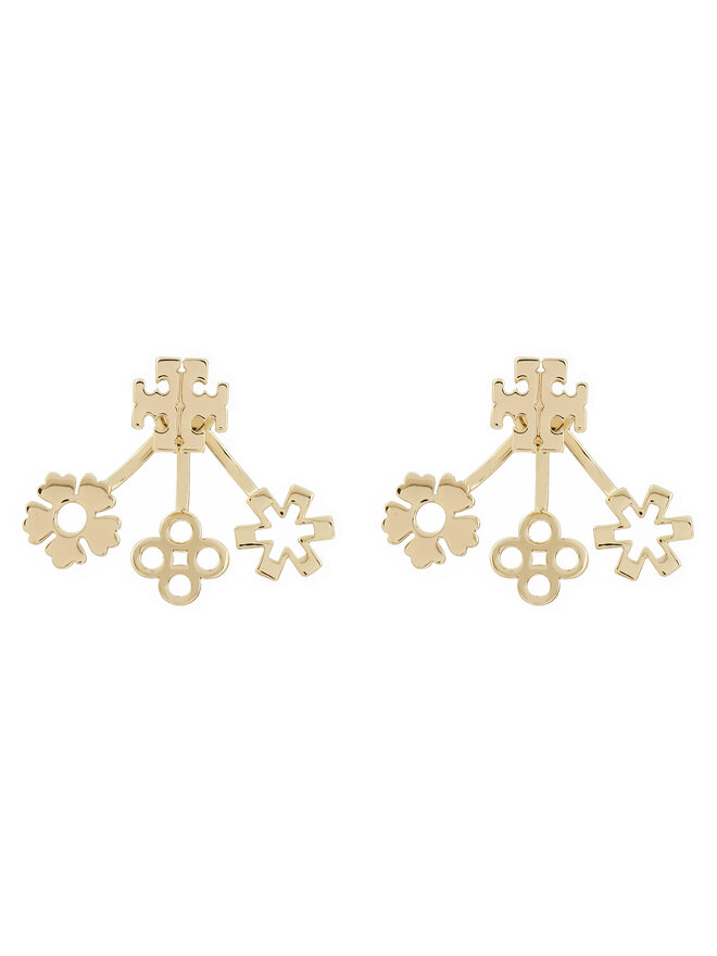 Tory Burch Обици Tory Burch Kira Clover Front-Back Earring 160178 Златист