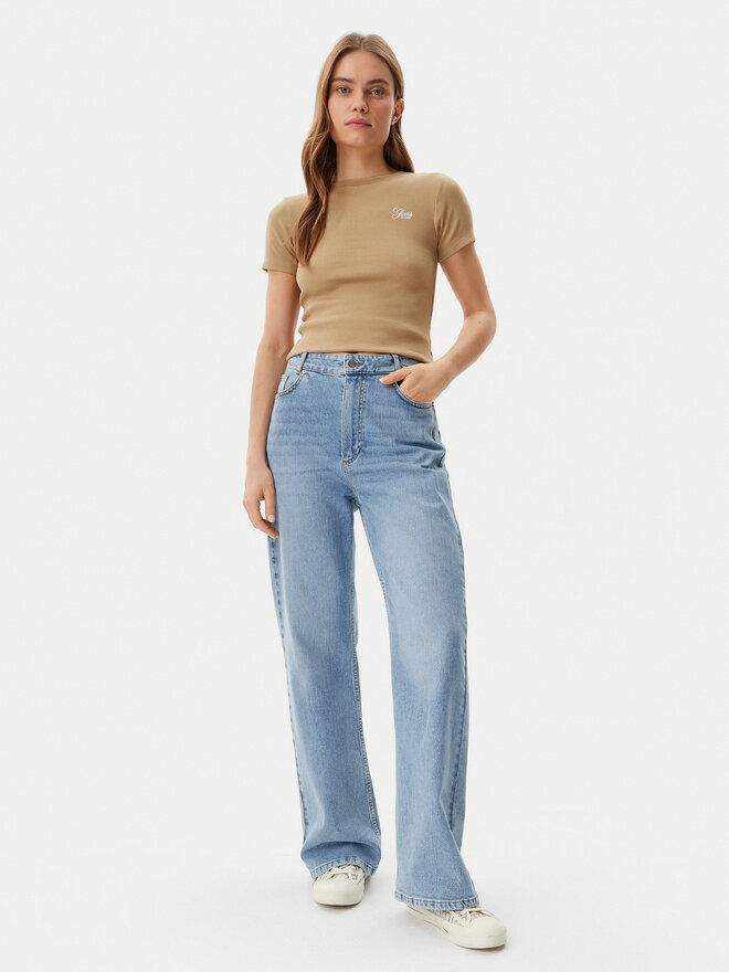 Guess Guess Marškinėliai W5GP62 KA0H1 Smėlio Regular Fit