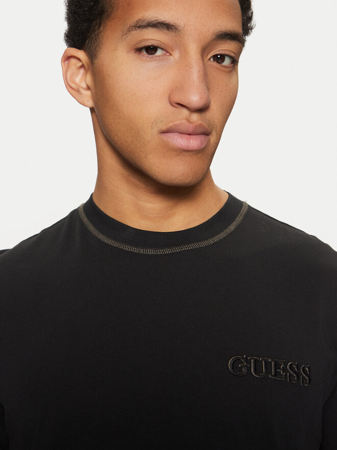 Guess Guess Marškinėliai U5RI01 KCAM1 Juoda Regular Fit