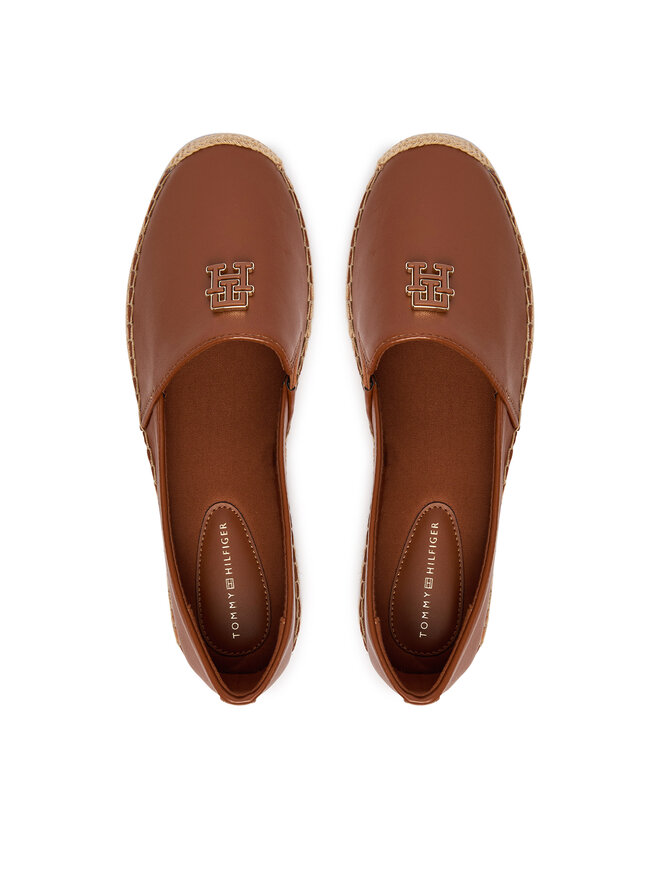 Tommy Hilfiger Espadrilles Tommy Hilfiger Th Logo Leather Espadrille FW0FW09246 Braun
