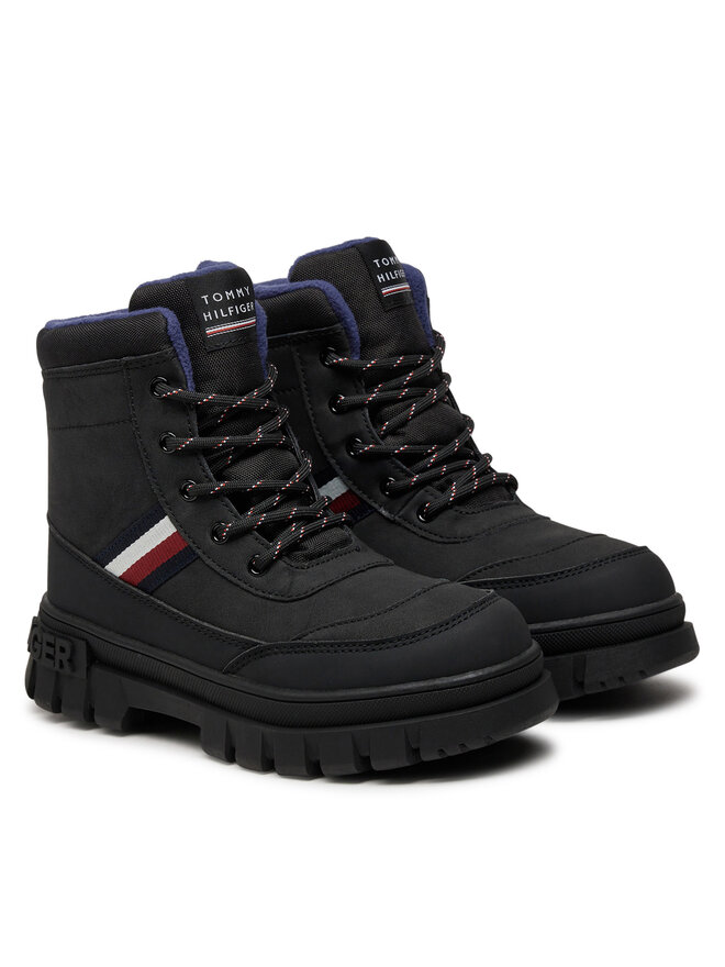 Tommy Hilfiger Черевики туристичні Tommy Hilfiger Stripes Fur Boot T3X5-33713-1487 S Чорний
