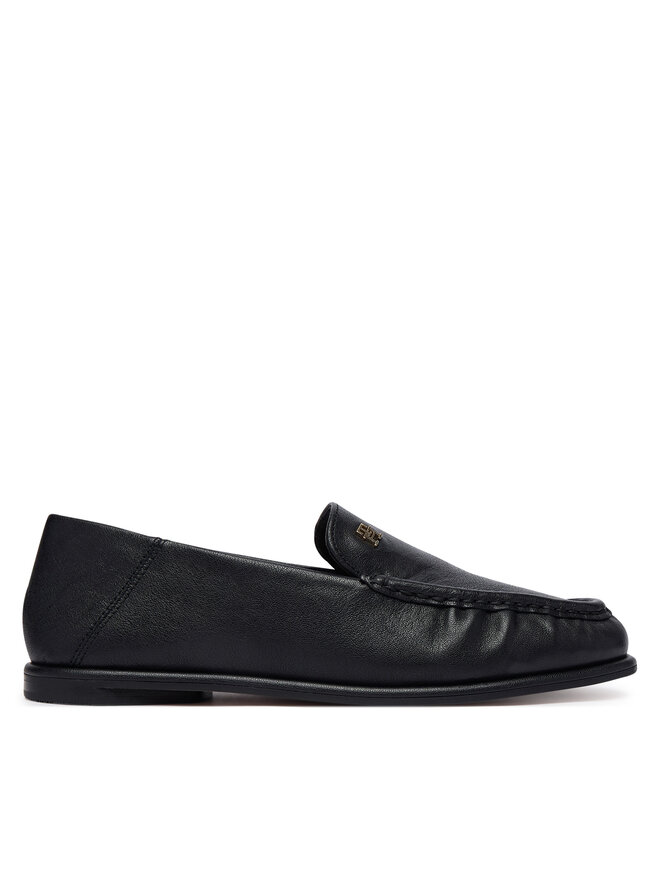 Tommy Hilfiger Slipper Tommy Hilfiger Leather Ruched Toe Loafers FW0FW09250 Schwarz