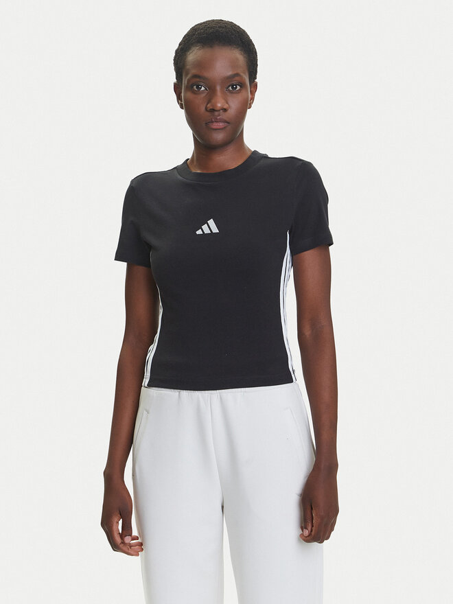 adidas adidas T-shirt Essentials 3-Stripes JC8325 Crna Slim Fit
