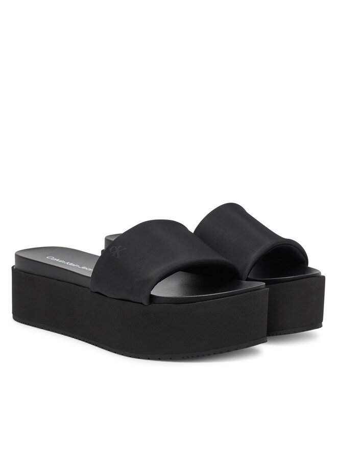 Calvin Klein Jeans Klapki Calvin Klein Jeans Flatform Sandal Slide In Nylon YW0YW01791 Czarny