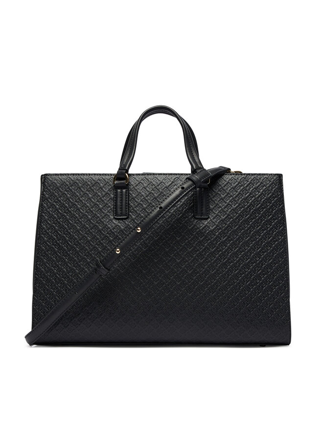 Tommy Hilfiger Handtasche Tommy Hilfiger Th Daily Satchel Mono AW0AW18418 Schwarz