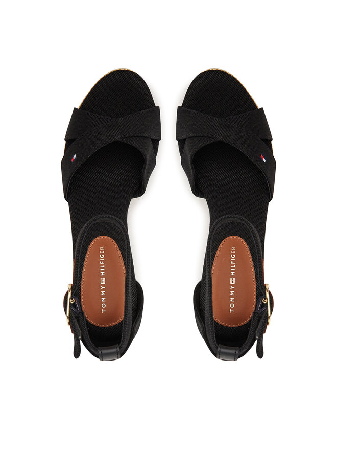 Tommy Hilfiger Sandały Tommy Hilfiger Flag High Wedge Espad Crisscross FW0FW08661 Czarny
