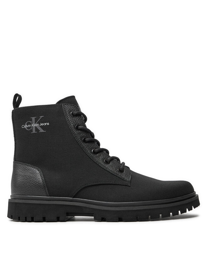 Calvin Klein Jeans Šnurovacia obuv Calvin Klein Jeans Eva Boot Mid Laceup Mix Mtr YM0YM00982 Čierna