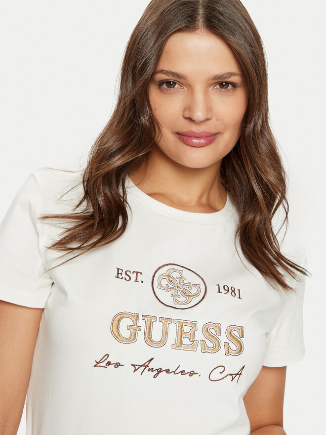 Guess Guess Camiseta V5RI05 J1314 Écru Regular Fit