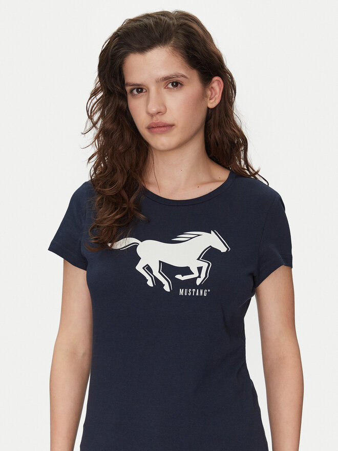 Mustang Mustang Marškinėliai Loa 1016136 Tamsiai mėlyna Slim Fit
