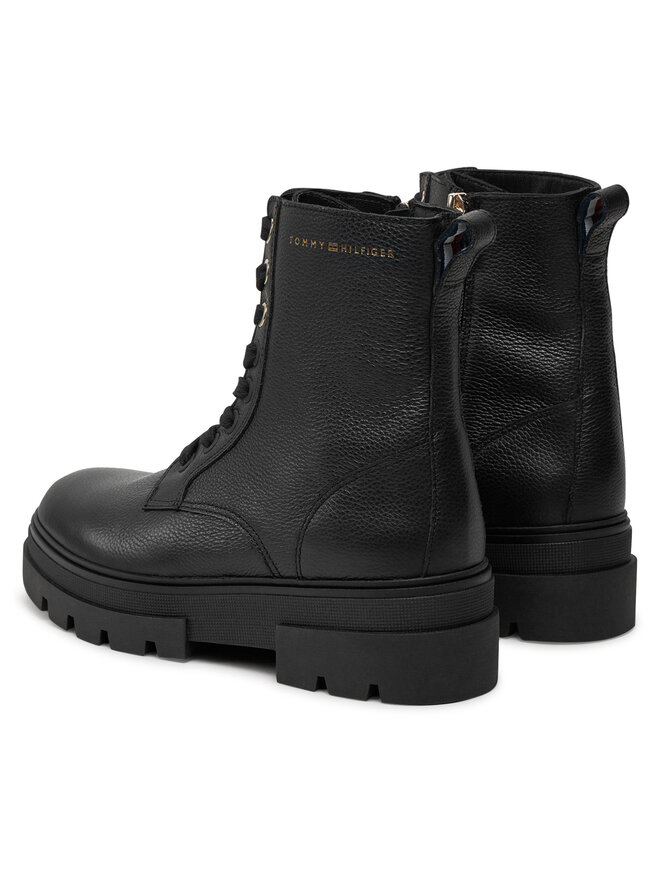 Tommy Hilfiger Stiefeletten Tommy Hilfiger Bicolor Leather Lace-Up FW0FW08160 Schwarz