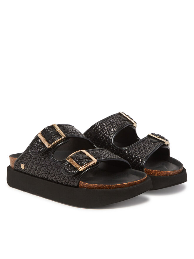 Genuins Papucs Genuins Hawaii Raffia G106362 Fekete