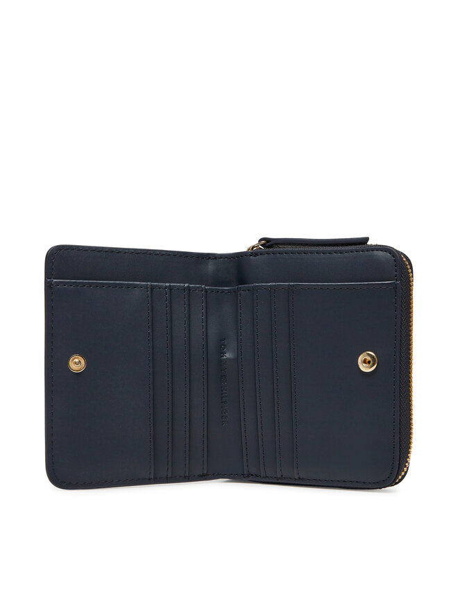 Tommy Hilfiger Mały Portfel Damski Tommy Hilfiger Th Logotape Med Za AW0AW17408 Granatowy
