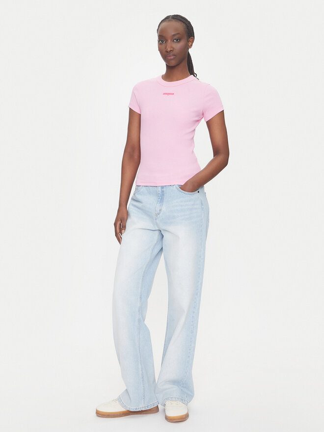Tommy Jeans Tommy Jeans Marškinėliai Script Label DW0DW21402 Rožinė Slim Fit